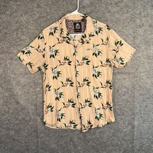 English Laundry Shirt Mens Large Beige Floral Hawaiian Short Sleeve Button Up‎
